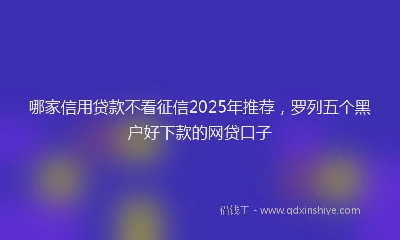 哪家信用贷款不看征信2025年推荐，罗列五个黑户好下款的网贷口子