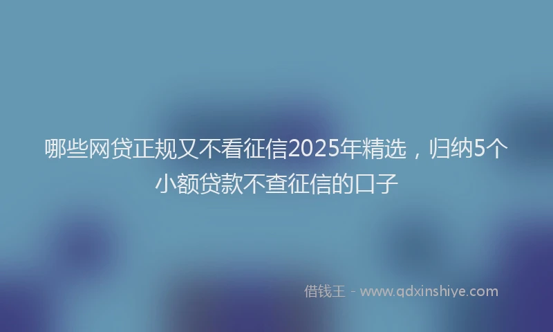 哪些网贷正规又不看征信2025年精选，归纳5个小额贷款不查征信的口子