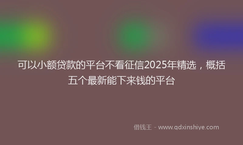 可以小额贷款的平台不看征信2025年精选，概括五个最新能下来钱的平台