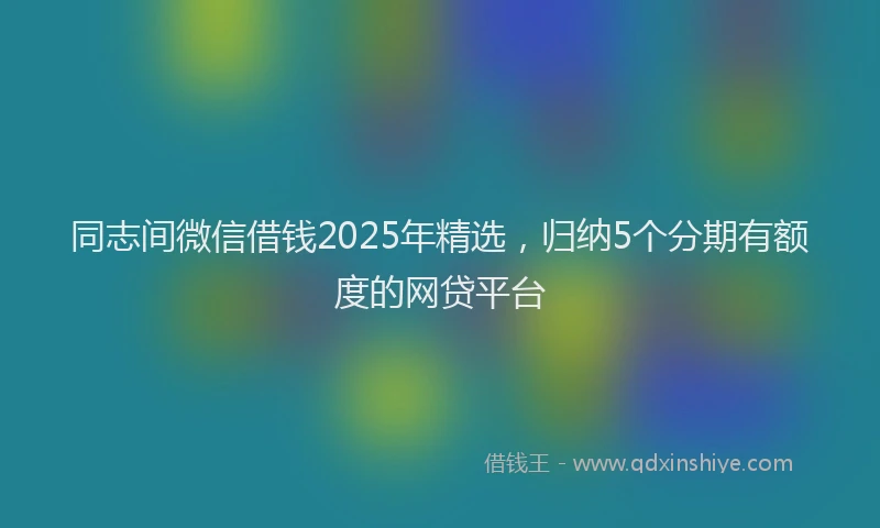 同志间微信借钱2025年精选，归纳5个分期有额度的网贷平台