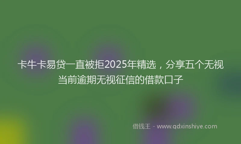 卡牛卡易贷一直被拒2025年精选，分享五个无视当前逾期无视征信的借款口子