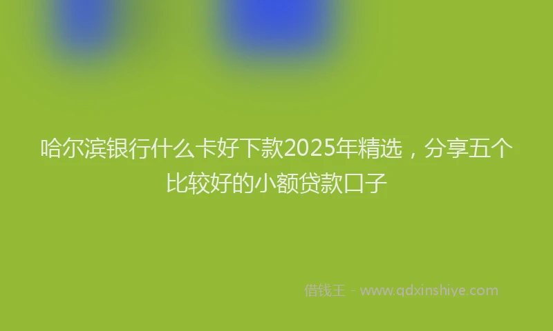 哈尔滨银行什么卡好下款2025年精选，分享五个比较好的小额贷款口子