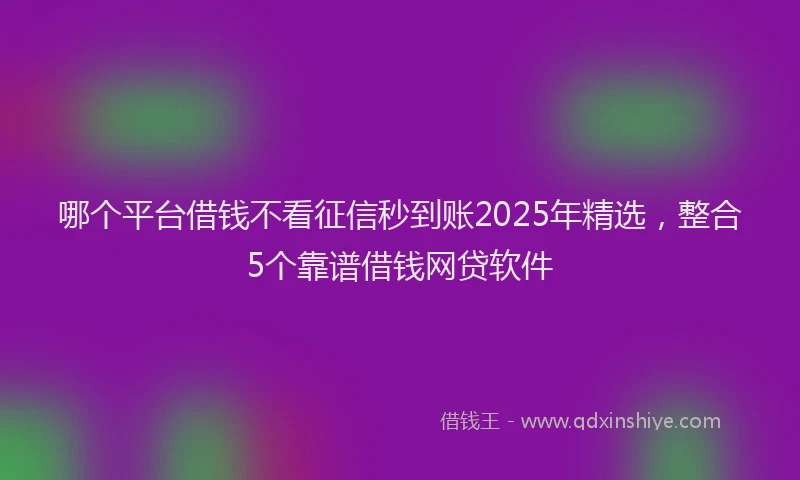 哪个平台借钱不看征信秒到账2025年精选，整合5个靠谱借钱网贷软件