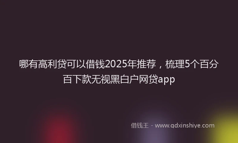 哪有高利贷可以借钱2025年推荐，梳理5个百分百下款无视黑白户网贷app