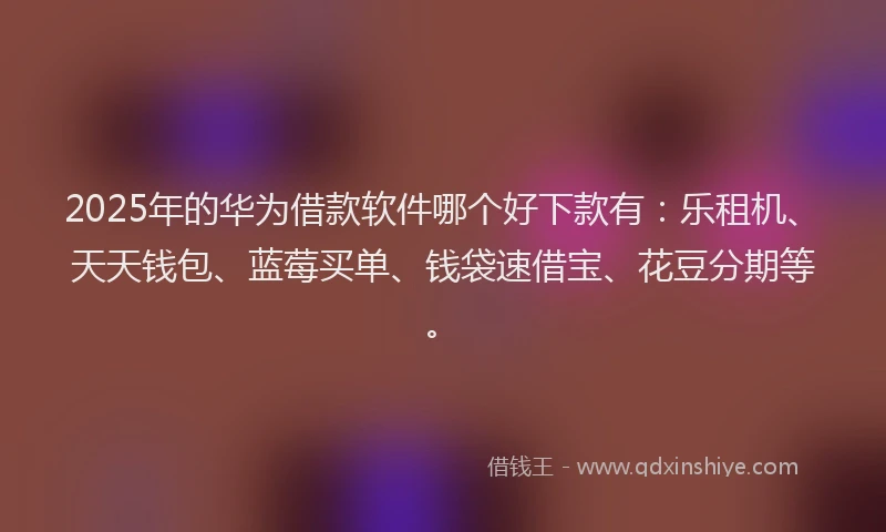 2025年的华为借款软件哪个好下款有：乐租机、天天钱包、蓝莓买单、钱袋速借宝、花豆分期等。