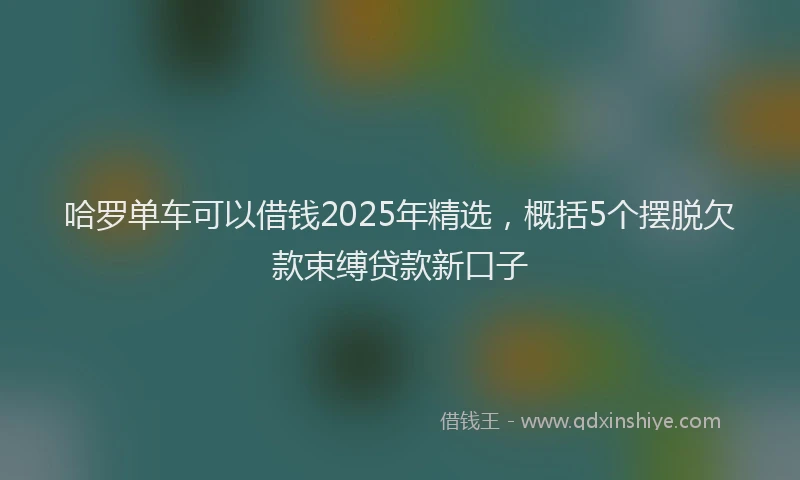 哈罗单车可以借钱2025年精选，概括5个摆脱欠款束缚贷款新口子