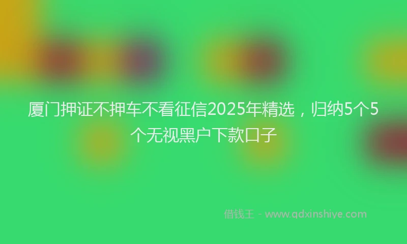 厦门押证不押车不看征信2025年精选，归纳5个5个无视黑户下款口子