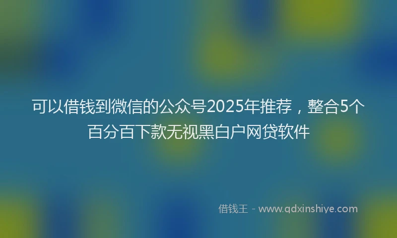 可以借钱到微信的公众号2025年推荐，整合5个百分百下款无视黑白户网贷软件