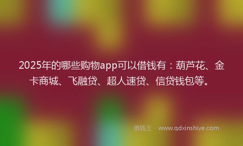 2025年的哪些购物app可以借钱有：葫芦花、金卡商城、飞融贷、超人速贷、信贷钱包等。