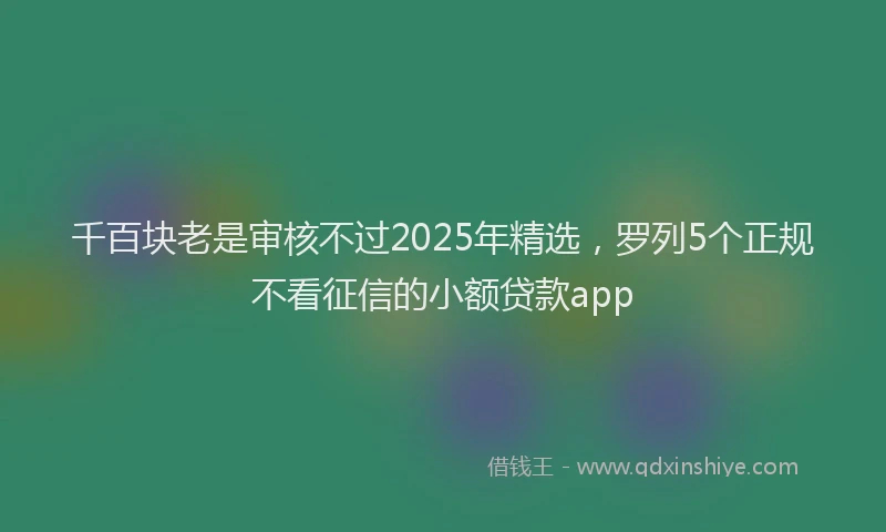 千百块老是审核不过2025年精选，罗列5个正规不看征信的小额贷款app