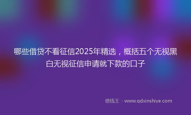 哪些借贷不看征信2025年精选，概括五个无视黑白无视征信申请就下款的口子