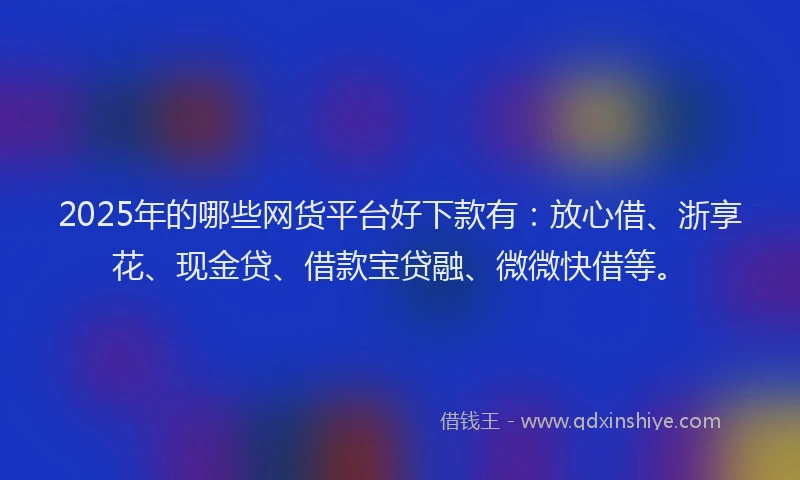 2025年的哪些网货平台好下款有：放心借、浙享花、现金贷、借款宝贷融、微微快借等。