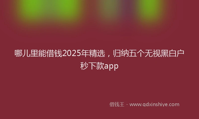 哪儿里能借钱2025年精选，归纳五个无视黑白户秒下款app
