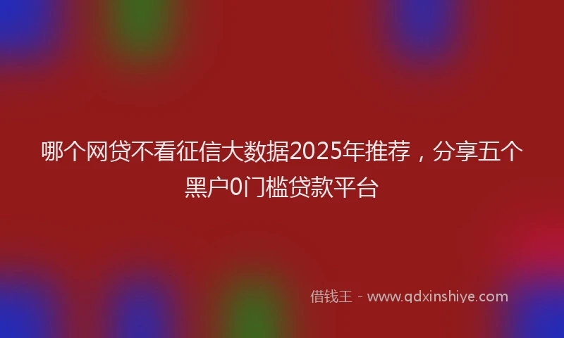 哪个网贷不看征信大数据2025年推荐，分享五个黑户0门槛贷款平台