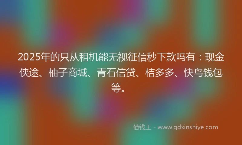 2025年的只从租机能无视征信秒下款吗有：现金侠途、柚子商城、青石信贷、桔多多、快鸟钱包等。