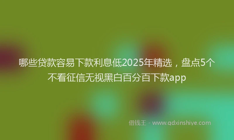 哪些贷款容易下款利息低2025年精选，盘点5个不看征信无视黑白百分百下款app