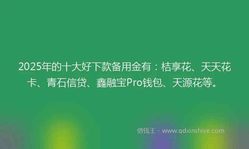 2025年的十大好下款备用金有：桔享花、天天花卡、青石信贷、鑫融宝Pro钱包、天源花等。