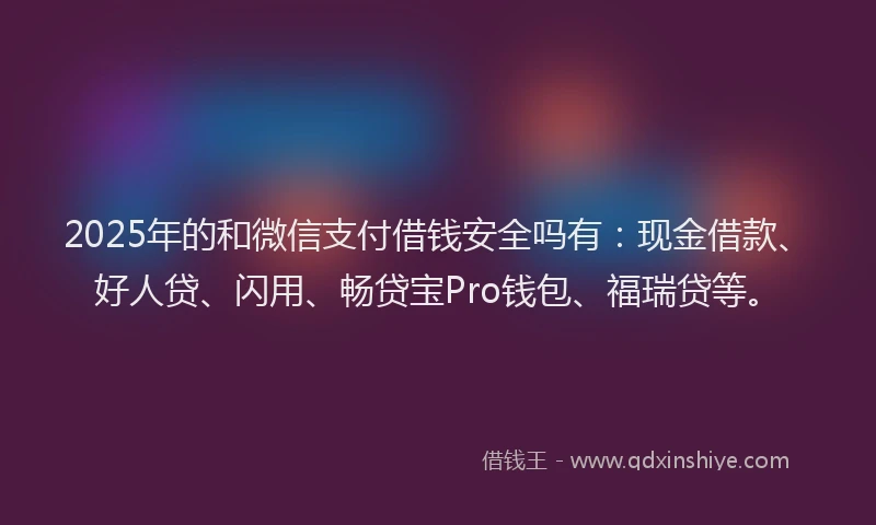 2025年的和微信支付借钱安全吗有：现金借款、好人贷、闪用、畅贷宝Pro钱包、福瑞贷等。