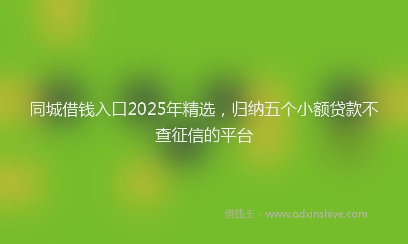 同城借钱入口2025年精选，归纳五个小额贷款不查征信的平台