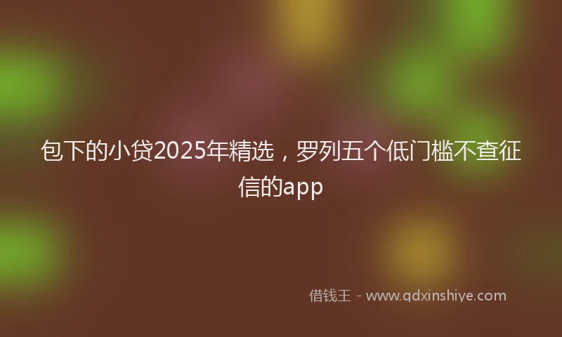 包下的小贷2025年精选，罗列五个低门槛不查征信的app