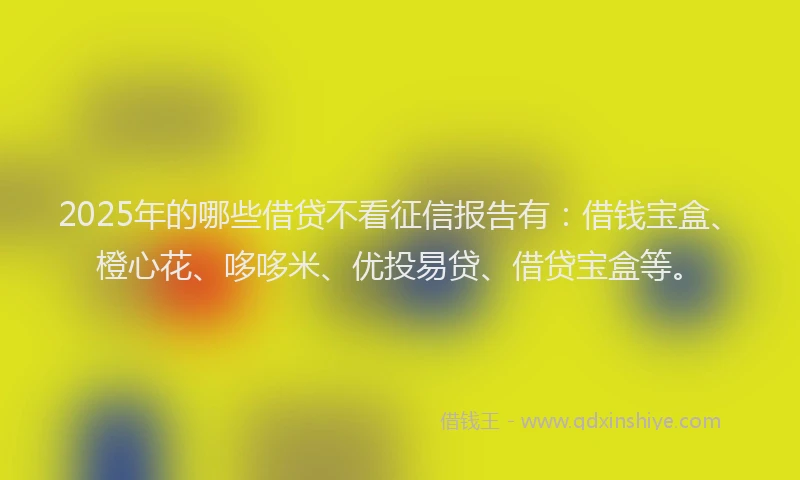 2025年的哪些借贷不看征信报告有：借钱宝盒、橙心花、哆哆米、优投易贷、借贷宝盒等。