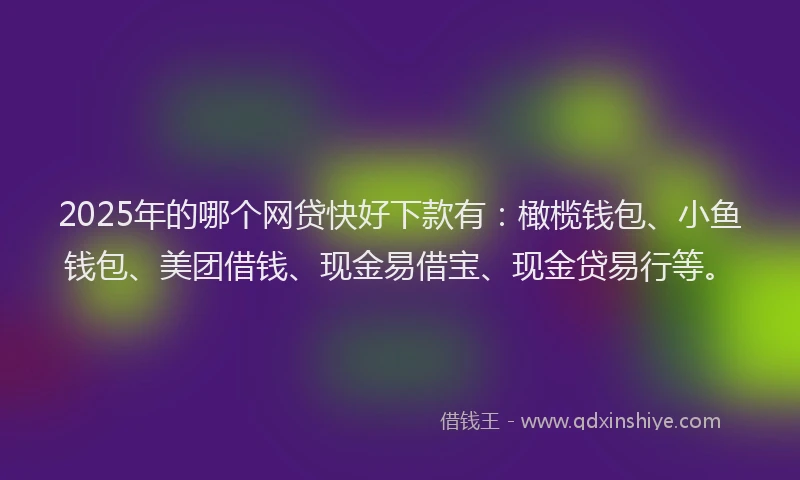 2025年的哪个网贷快好下款有：橄榄钱包、小鱼钱包、美团借钱、现金易借宝、现金贷易行等。
