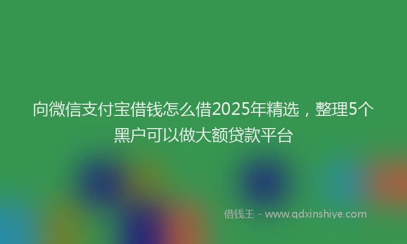 向微信支付宝借钱怎么借2025年精选，整理5个黑户可以做大额贷款平台