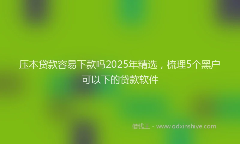 压本贷款容易下款吗2025年精选，梳理5个黑户可以下的贷款软件