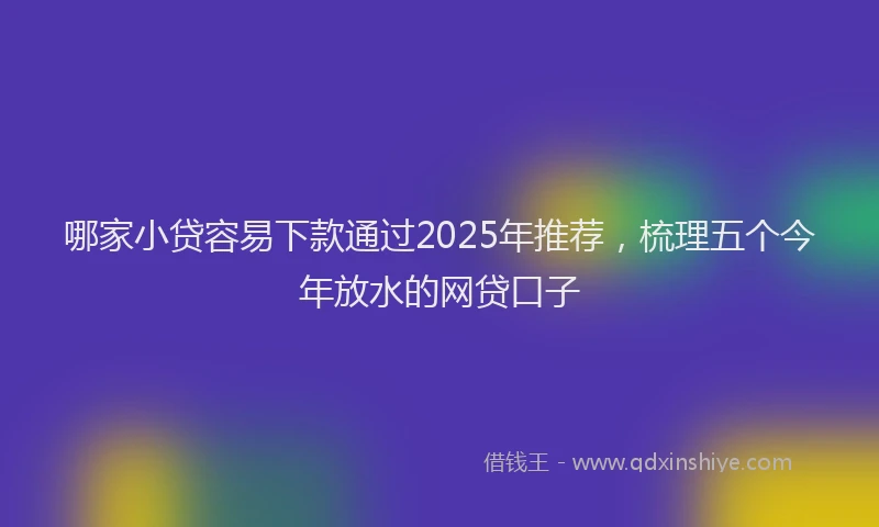 哪家小贷容易下款通过2025年推荐，梳理五个今年放水的网贷口子