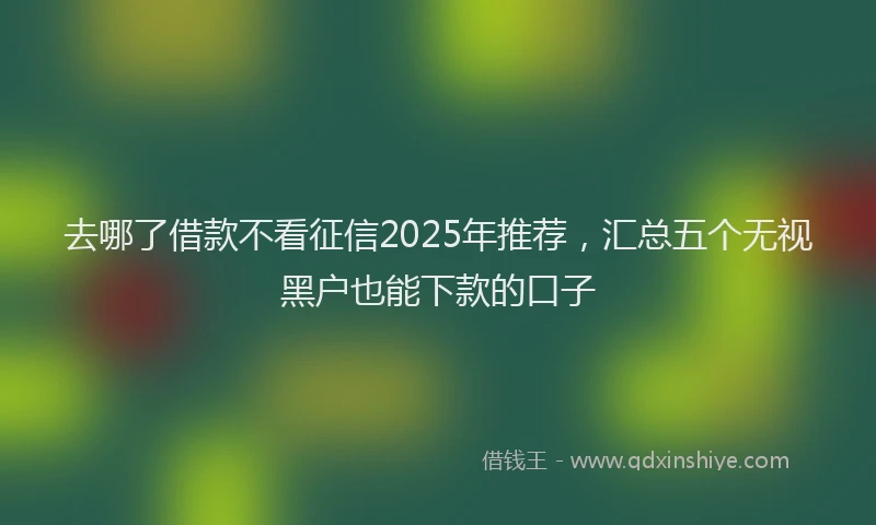 去哪了借款不看征信2025年推荐，汇总五个无视黑户也能下款的口子