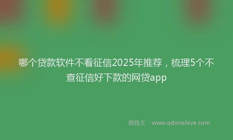 哪个贷款软件不看征信2025年推荐，梳理5个不查征信好下款的网贷app