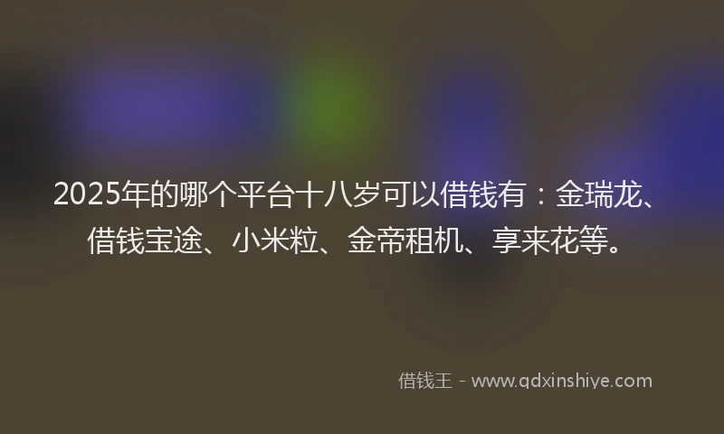2025年的哪个平台十八岁可以借钱有：金瑞龙、借钱宝途、小米粒、金帝租机、享来花等。