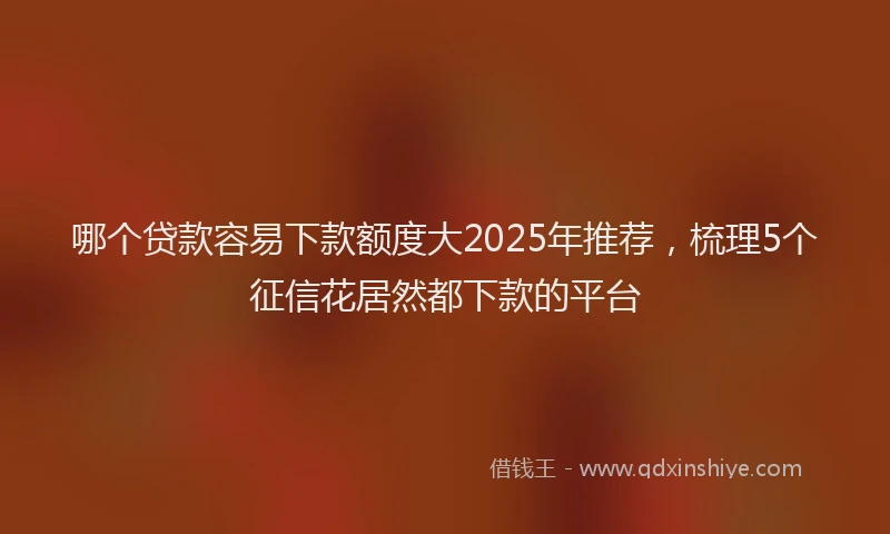 哪个贷款容易下款额度大2025年推荐，梳理5个征信花居然都下款的平台
