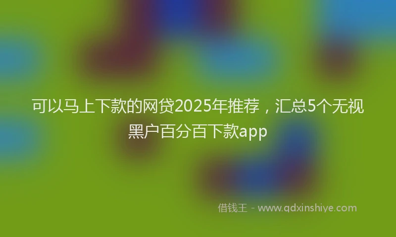 可以马上下款的网贷2025年推荐，汇总5个无视黑户百分百下款app