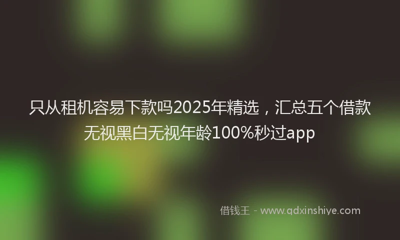只从租机容易下款吗2025年精选，汇总五个借款无视黑白无视年龄100%秒过app