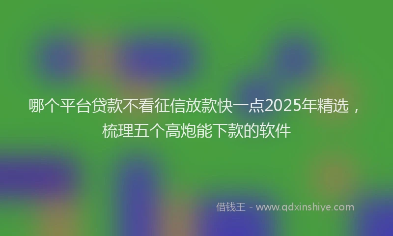 哪个平台贷款不看征信放款快一点2025年精选，梳理五个高炮能下款的软件