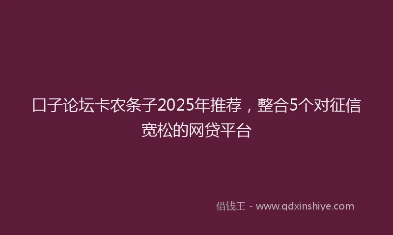 口子论坛卡农条子2025年推荐，整合5个对征信宽松的网贷平台