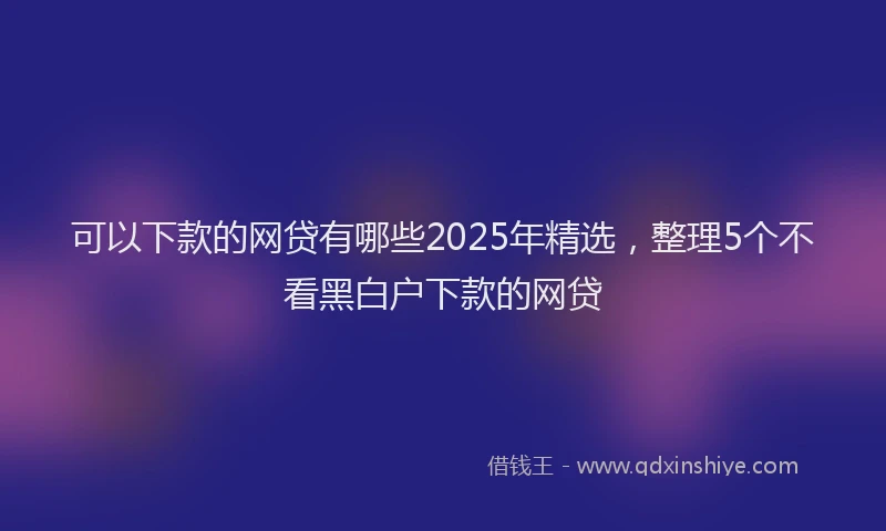 可以下款的网贷有哪些2025年精选，整理5个不看黑白户下款的网贷