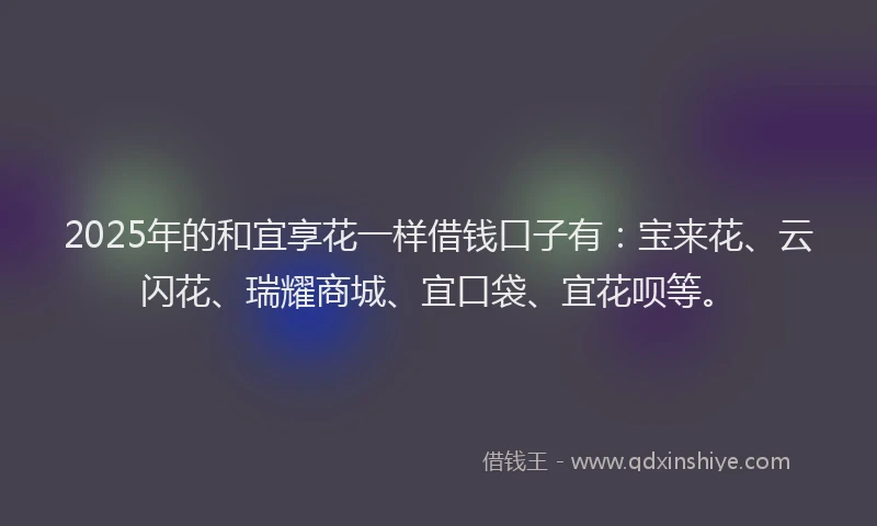 2025年的和宜享花一样借钱口子有：宝来花、云闪花、瑞耀商城、宜口袋、宜花呗等。