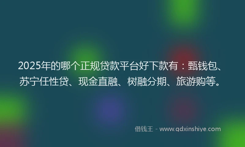 2025年的哪个正规贷款平台好下款有：甄钱包、苏宁任性贷、现金直融、树融分期、旅游购等。