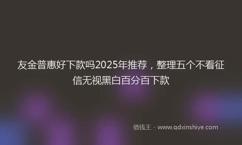 友金普惠好下款吗2025年推荐，整理五个不看征信无视黑白百分百下款