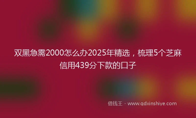 双黑急需2000怎么办2025年精选，梳理5个芝麻信用439分下款的口子