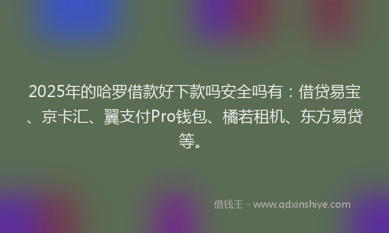 2025年的哈罗借款好下款吗安全吗有：借贷易宝、京卡汇、翼支付Pro钱包、橘若租机、东方易贷等。