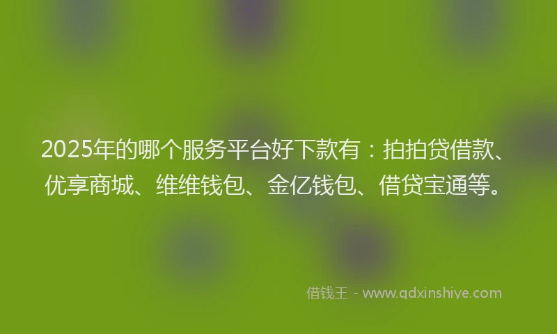 2025年的哪个服务平台好下款有：拍拍贷借款、优享商城、维维钱包、金亿钱包、借贷宝通等。