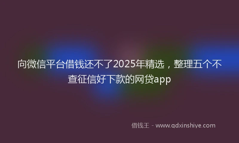 向微信平台借钱还不了2025年精选，整理五个不查征信好下款的网贷app