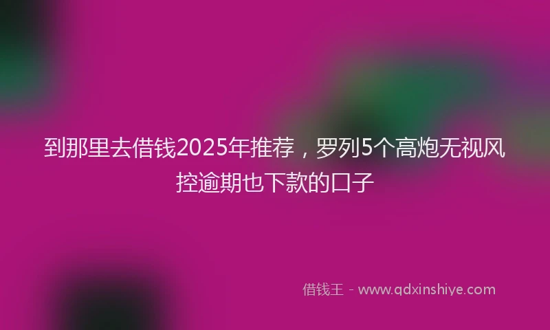 到那里去借钱2025年推荐，罗列5个高炮无视风控逾期也下款的口子
