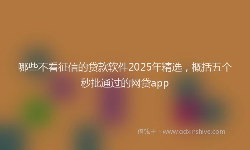 哪些不看征信的贷款软件2025年精选，概括五个秒批通过的网贷app