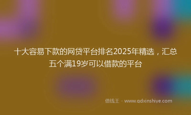 十大容易下款的网贷平台排名2025年精选，汇总五个满19岁可以借款的平台