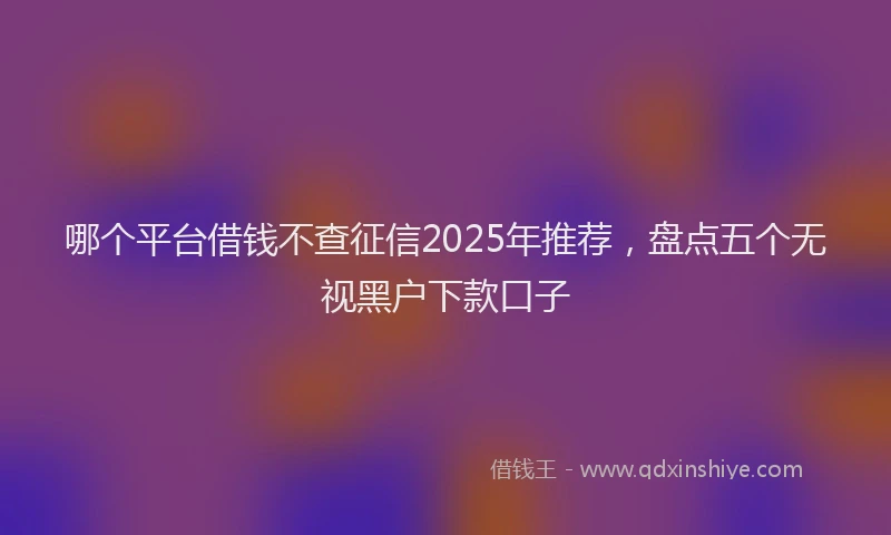 哪个平台借钱不查征信2025年推荐，盘点五个无视黑户下款口子