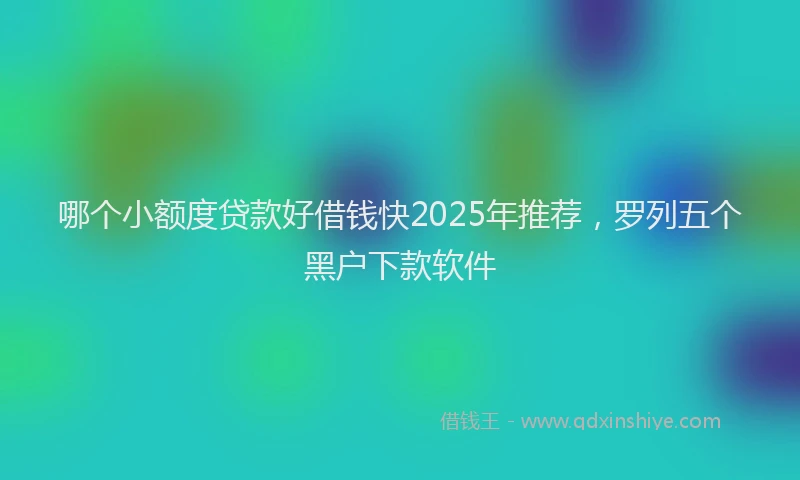 哪个小额度贷款好借钱快2025年推荐，罗列五个黑户下款软件